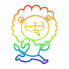 rainbow gradient line drawing cartoon running lion