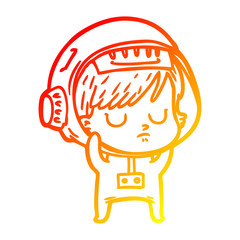 warm gradient line drawing cartoon astronaut woman