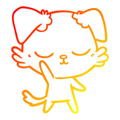 warm gradient line drawing cute cartoon dog