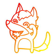 warm gradient line drawing cartoon hungry wolf