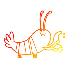 warm gradient line drawing cartoon lobster