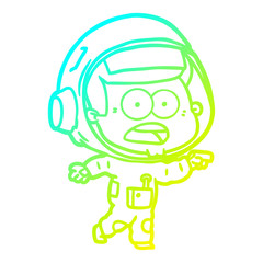 cold gradient line drawing cartoon surprised astronaut