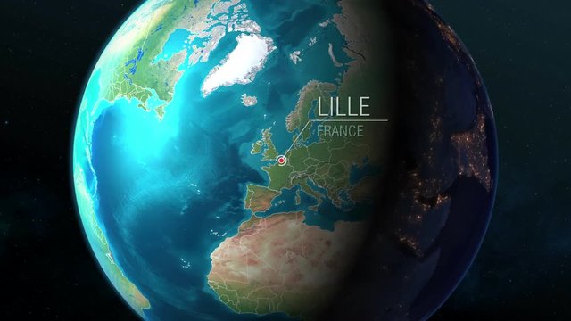  France - Lille - Zooming from space to earth