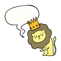 cartoon lion and crown and speech bubble