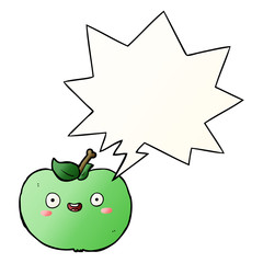 cartoon apple and speech bubble in smooth gradient style