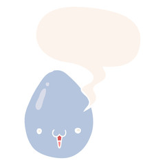 cartoon egg and speech bubble in retro style
