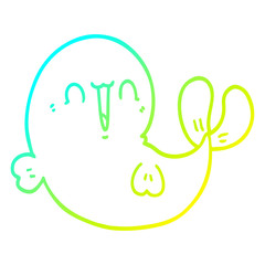 Fototapeta premium cold gradient line drawing cute cartoon whale