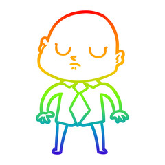 rainbow gradient line drawing cartoon bald man