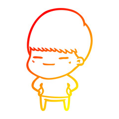 warm gradient line drawing cartoon smug boy