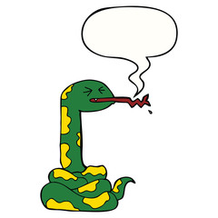 cartoon hissing snake and speech bubble