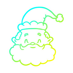 cold gradient line drawing santa claus face