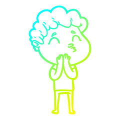 cold gradient line drawing cartoon man pouting