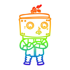 rainbow gradient line drawing cartoon robot