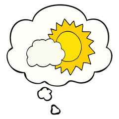 cartoon weather and thought bubble
