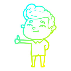 cold gradient line drawing happy cartoon man