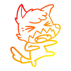 warm gradient line drawing angry cartoon fox attacking