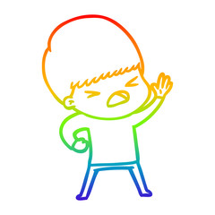rainbow gradient line drawing cartoon stressed man