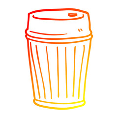 warm gradient line drawing cartoon coffee cup