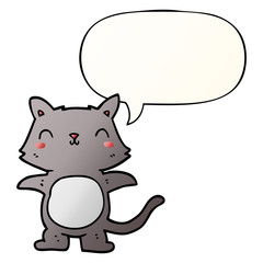 cartoon cat and speech bubble in smooth gradient style