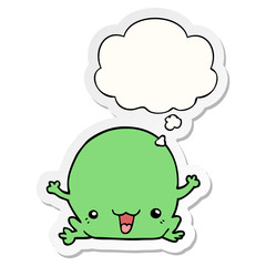 cartoon frog and thought bubble as a printed sticker