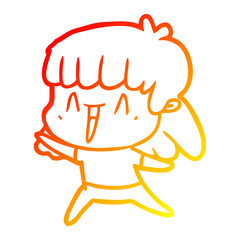 warm gradient line drawing cartoon woman