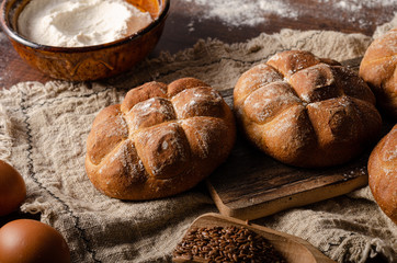 Freshly baked homemade buns