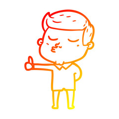 warm gradient line drawing cartoon model guy pouting