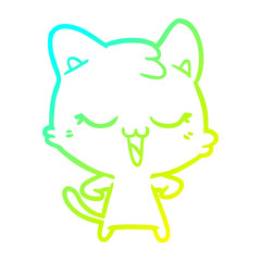 cold gradient line drawing happy cartoon cat
