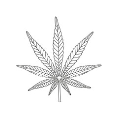 Cannabis marijuana hemp outline. Isolated hemp on white background