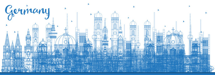 Obraz premium Outline Germany City Skyline with Blue Buildings.