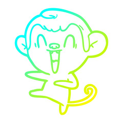 cold gradient line drawing cartoon laughing monkey
