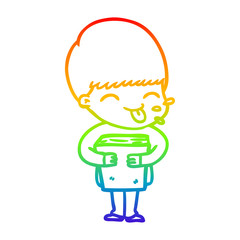 rainbow gradient line drawing cartoon boy