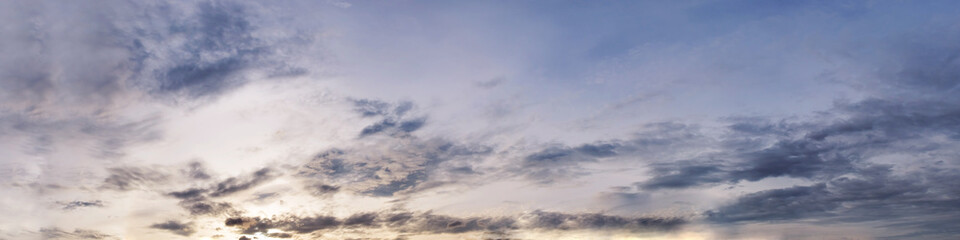 Obraz premium Dramatic panorama sky with cloud on sunrise and sunset time. Panoramic image.