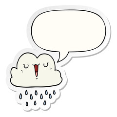 cartoon storm cloud and speech bubble sticker