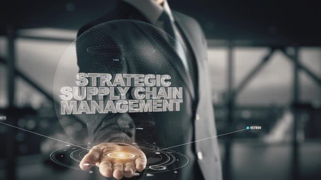 Strategic Supply Chain Management with hologram businessman concept