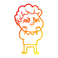 warm gradient line drawing cartoon angry man