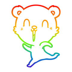 rainbow gradient line drawing happy cartoon polar bear