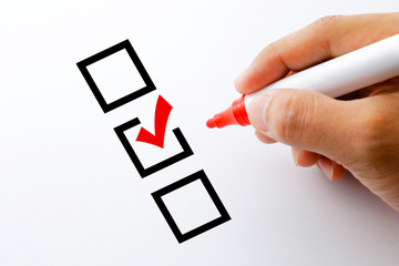 チェックマーク　Red check mark in checklist