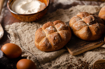 Freshly baked homemade buns
