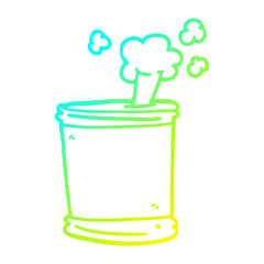 cold gradient line drawing cartoon bursting can of food