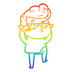 rainbow gradient line drawing cartoon cool guy