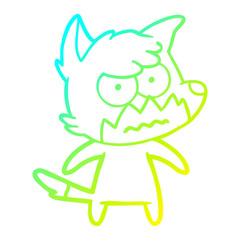 cold gradient line drawing cartoon annoyed fox