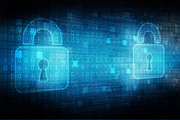 2d illustration Safety concept: Closed Padlock on digital background