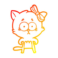 warm gradient line drawing cartoon cat