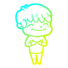 cold gradient line drawing cartoon happy boy