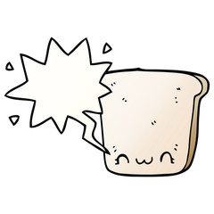 cartoon slice of bread and speech bubble in smooth gradient style
