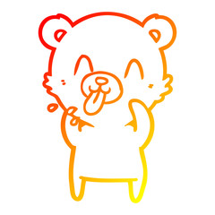 warm gradient line drawing rude cartoon polar bear sticking out tongue