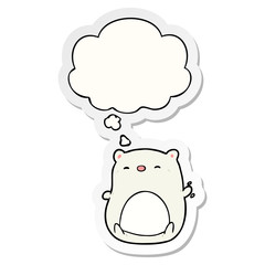 cartoon polar bear and thought bubble as a printed sticker