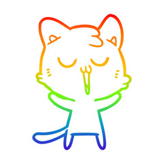 rainbow gradient line drawing cartoon cat singing