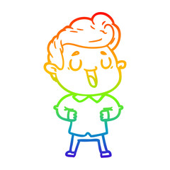 rainbow gradient line drawing happy cartoon man